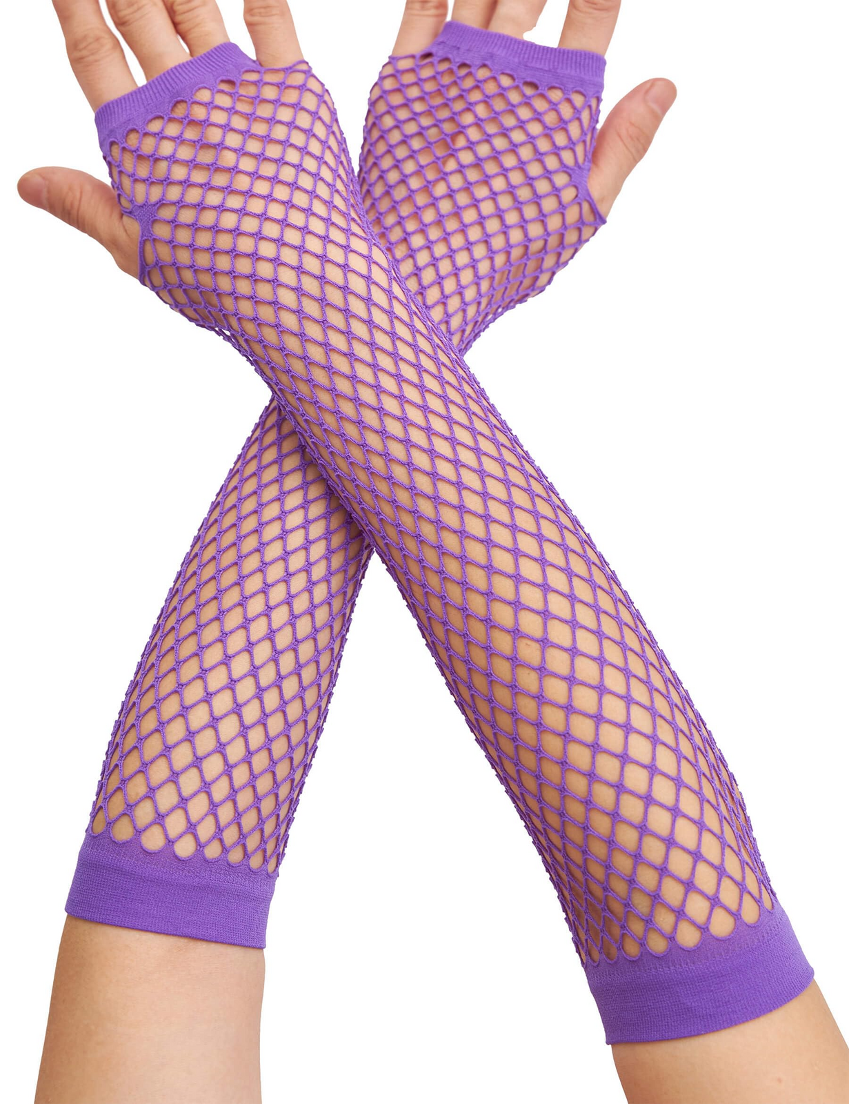 12x Long Elbow Length Fishnet Gloves Fingerless 70s 80s Womens Costume Party view 2