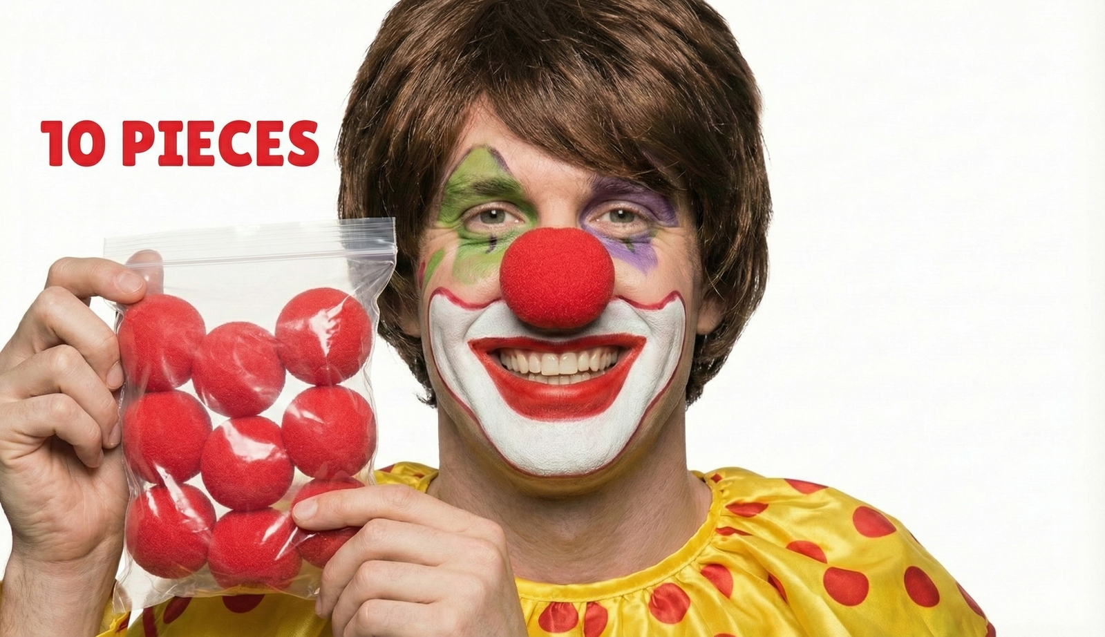 10x Soft CLOWN NOSES Costume Circus Halloween Spongy Fancy Fun Silly in Red view 2