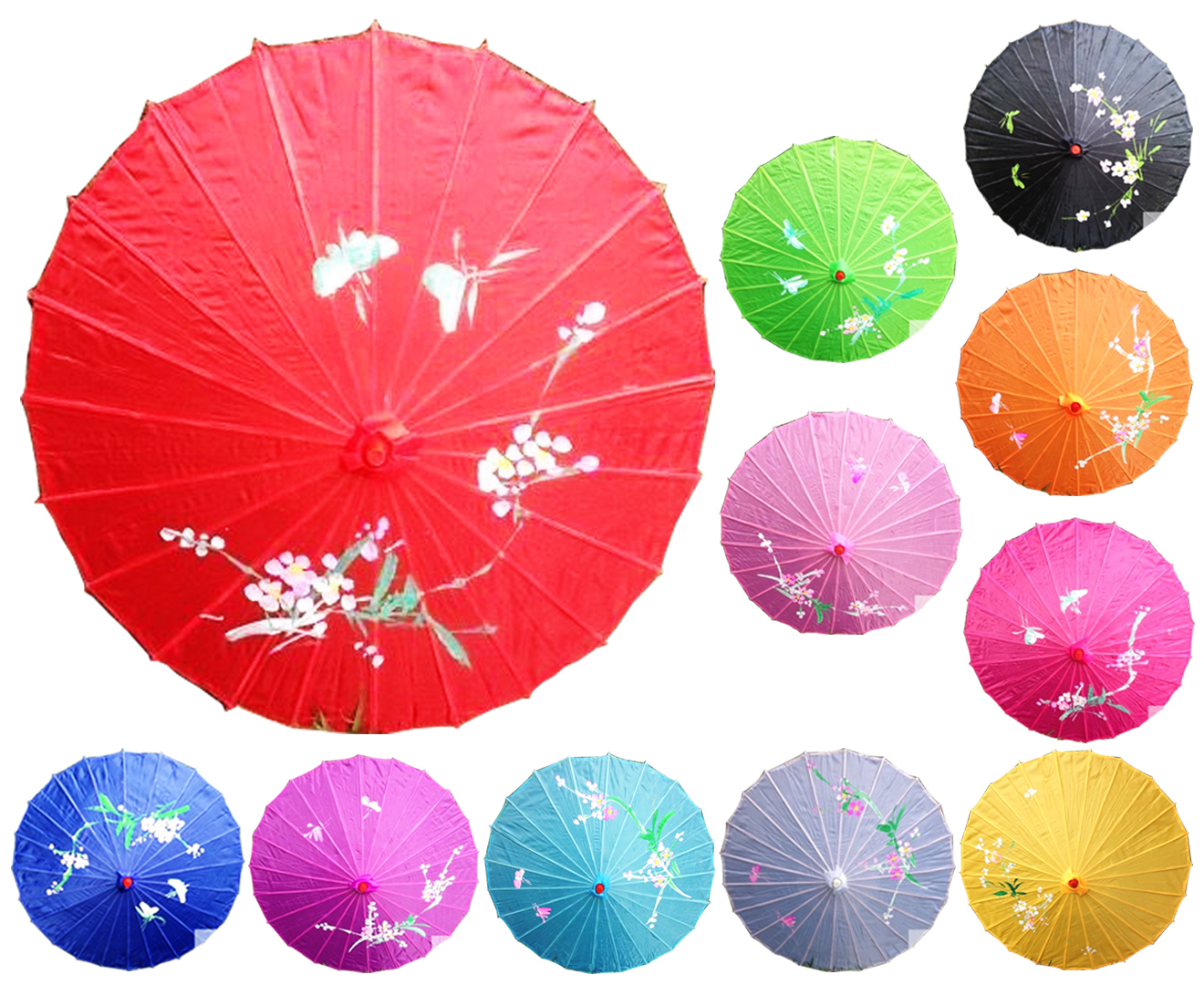 6x PARASOL UMBRELLA Chinese Japanese Bamboo Flower Pattern 80cm Large BULK view 2