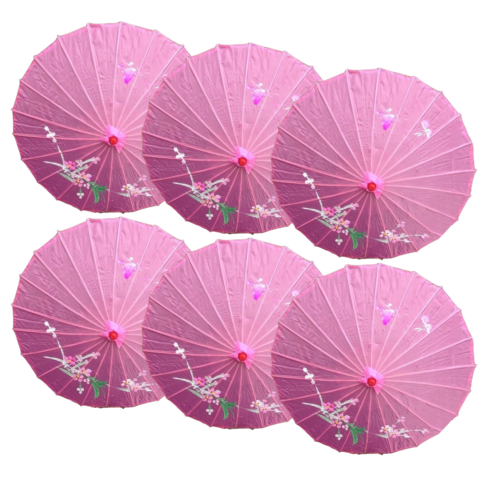 6x PARASOL UMBRELLA Chinese Japanese Bamboo Flower Pattern 80cm Large BULK view 2