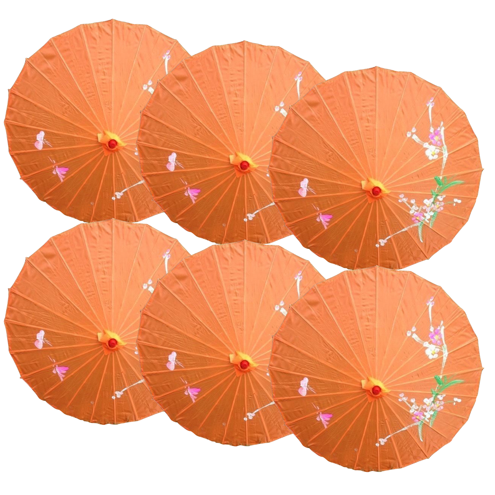 6x PARASOL UMBRELLA Chinese Japanese Bamboo Flower Pattern 80cm Large BULK view 2