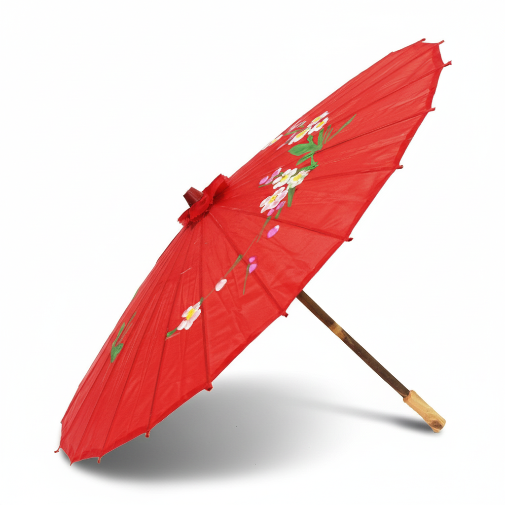 6x PARASOL UMBRELLA Chinese Japanese Bamboo Flower Pattern 80cm Large BULK - Red view 3