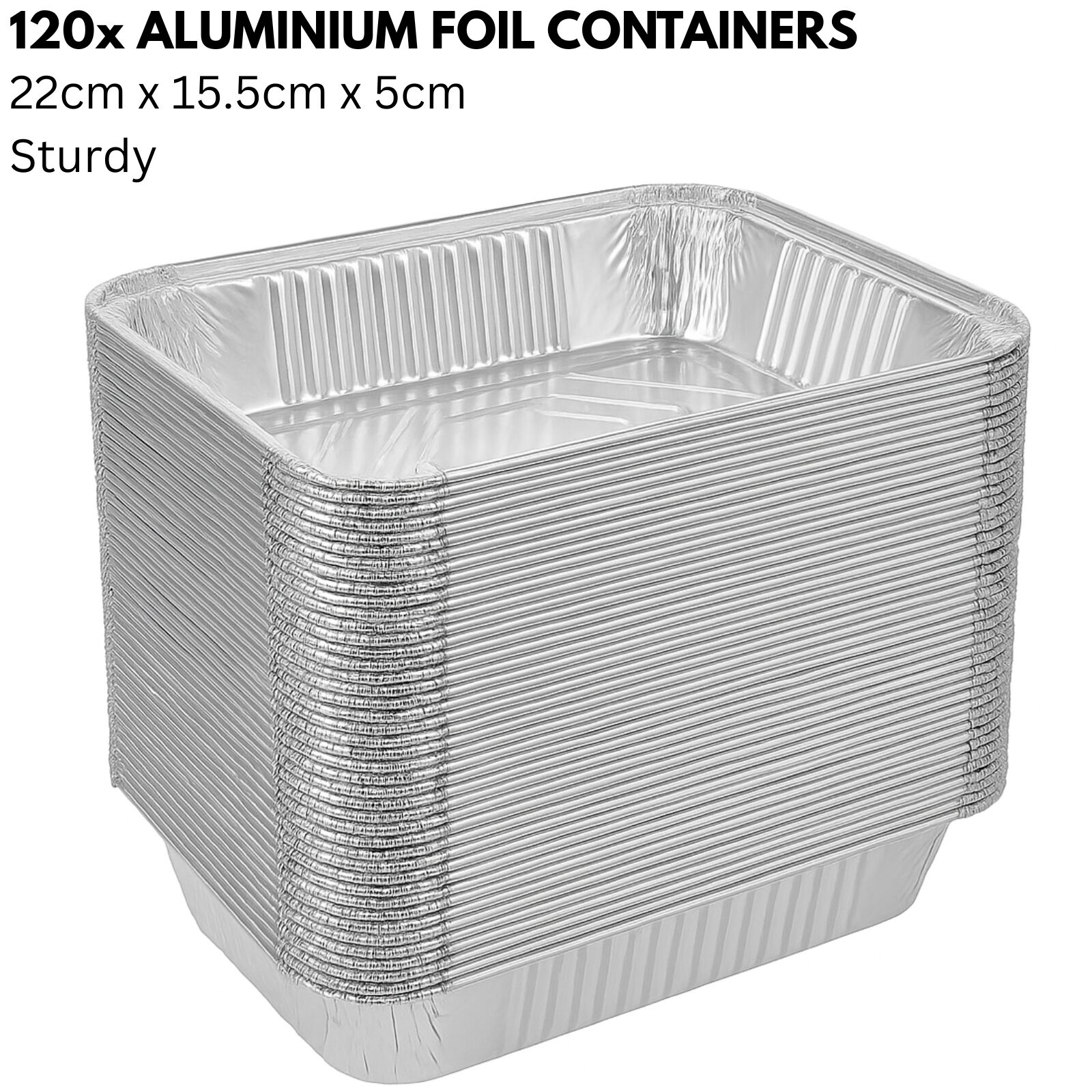 144x Aluminium Disposable Foil Food Container Trays Pans Baking Roast Bulk view 2