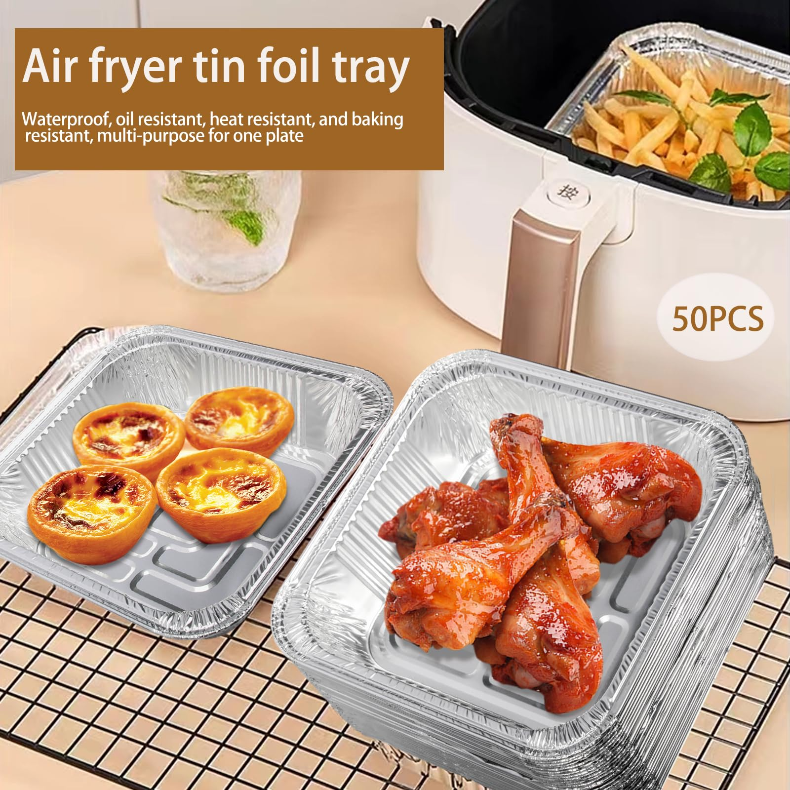 48x Deep Foil Aluminium Disposable Food Container Trays Pans Baking Roast Bulk view 4