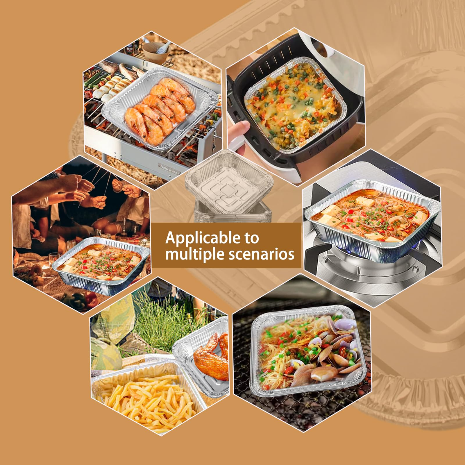 48x Deep Foil Aluminium Disposable Food Container Trays Pans Baking Roast Bulk view 6