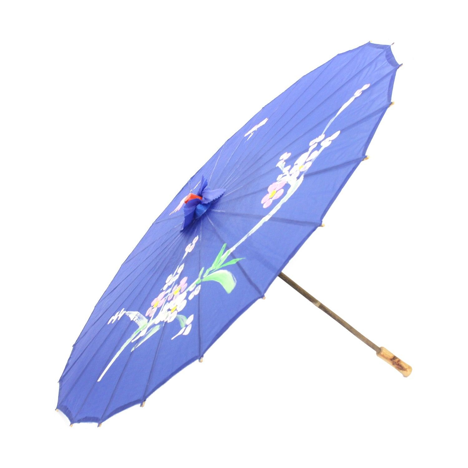 12x PARASOL UMBRELLA Chinese Japanese Bamboo Flower Pattern 80cm Large BULK - Blue view 3