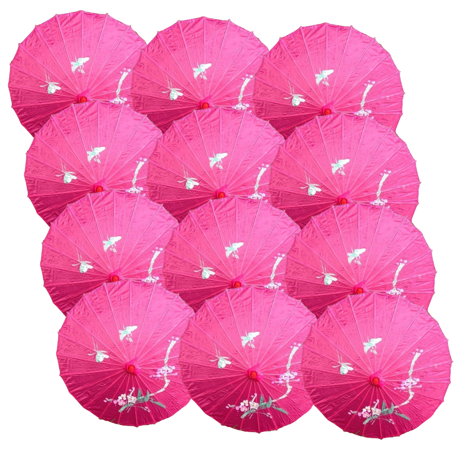 12x PARASOL UMBRELLA Chinese Japanese Bamboo Flower Pattern 80cm Large BULK view 2
