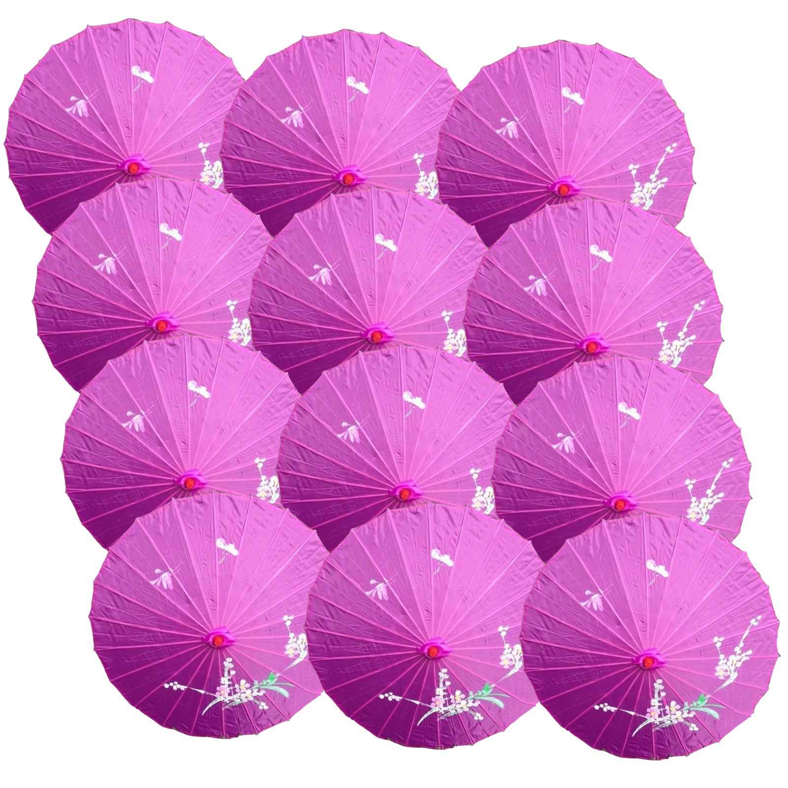 12x PARASOL UMBRELLA Chinese Japanese Bamboo Flower Pattern 80cm Large BULK view 2