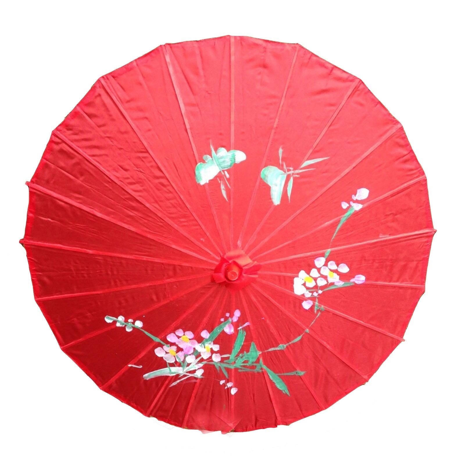 12x PARASOL UMBRELLA Chinese Japanese Bamboo Flower Pattern 80cm Large BULK - Red view 4