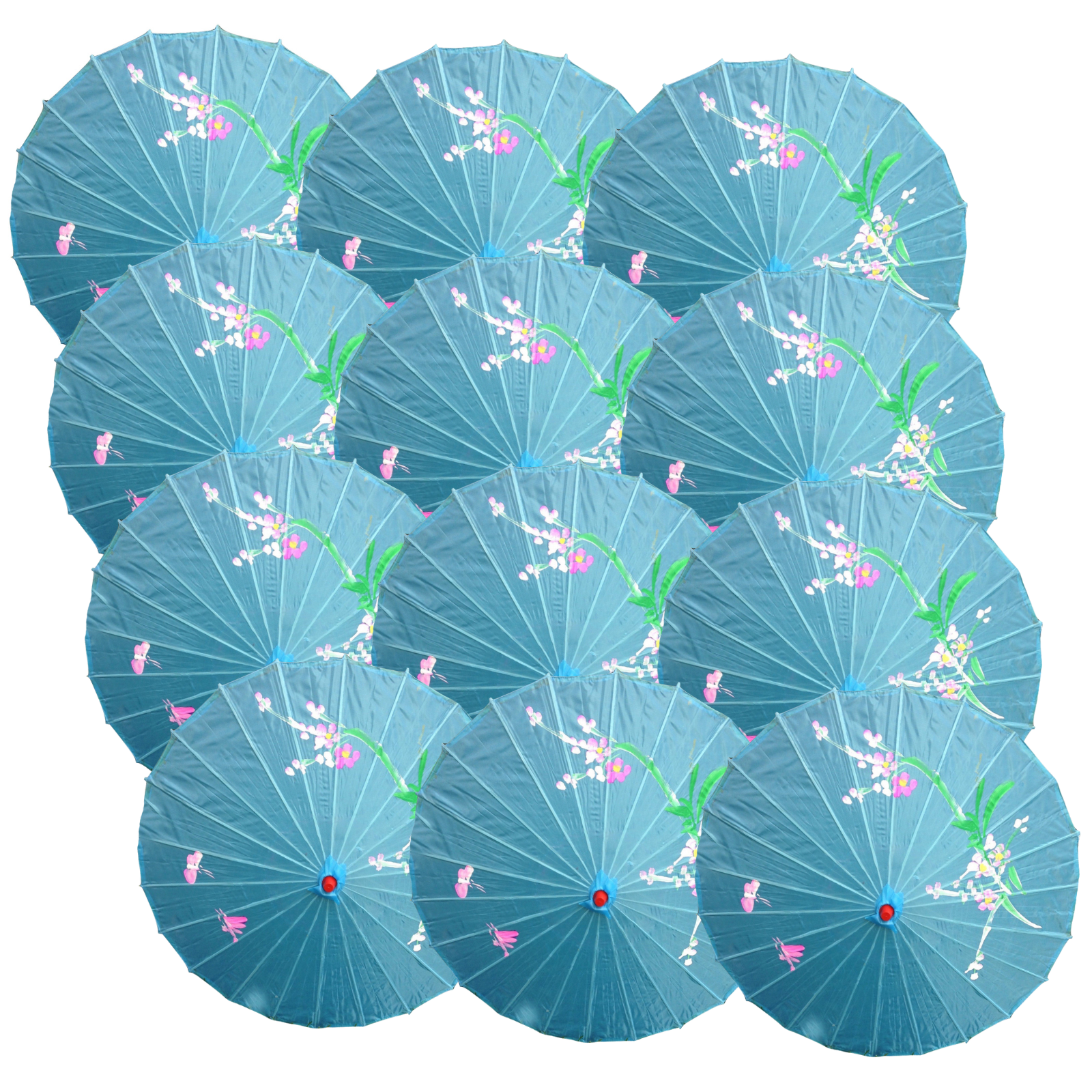 12x PARASOL UMBRELLA Chinese Japanese Bamboo Flower Pattern 80cm Large BULK view 2