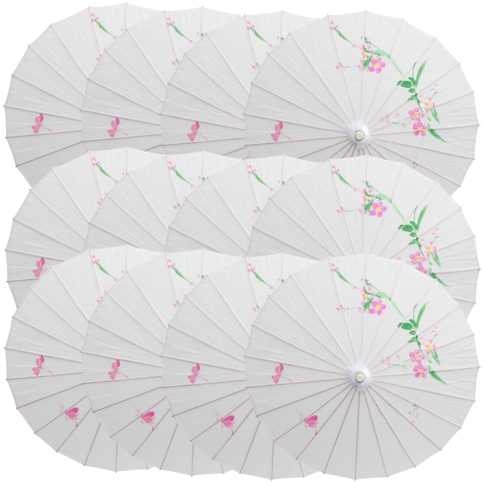 12x PARASOL UMBRELLA Chinese Japanese Bamboo Flower Pattern 80cm Large BULK view 2