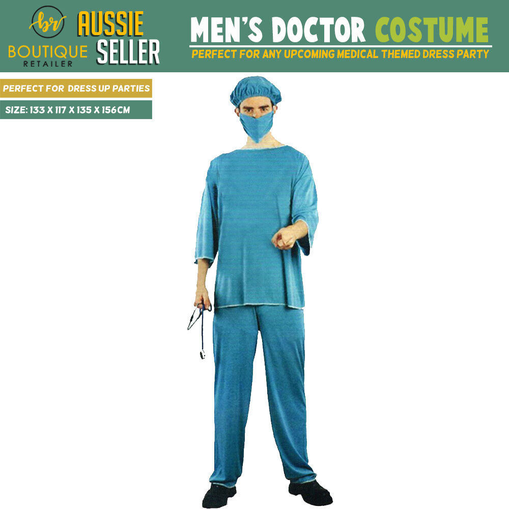 Mens Adult Doctor Costume Dr Surgeon Scrubs Halloween Fancy Party Hospital view 4