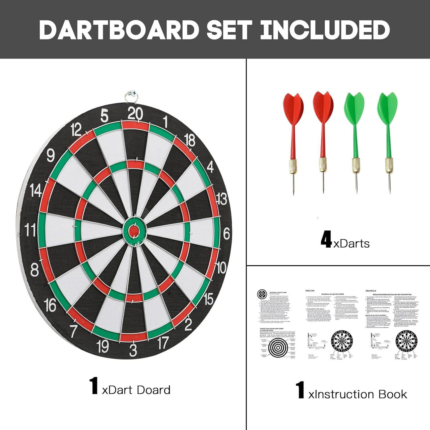 12" Dartboard Dart Board with Steel Darts Professional Competition Party Game view 6