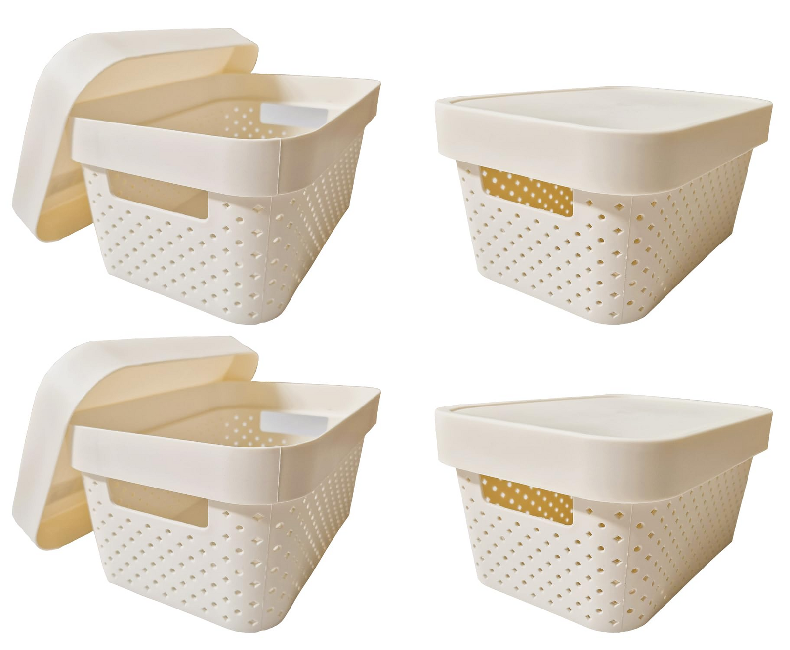24x 5L Premium Plastic Storage Basket Container Box w/ Lid Dot Pattern view 2