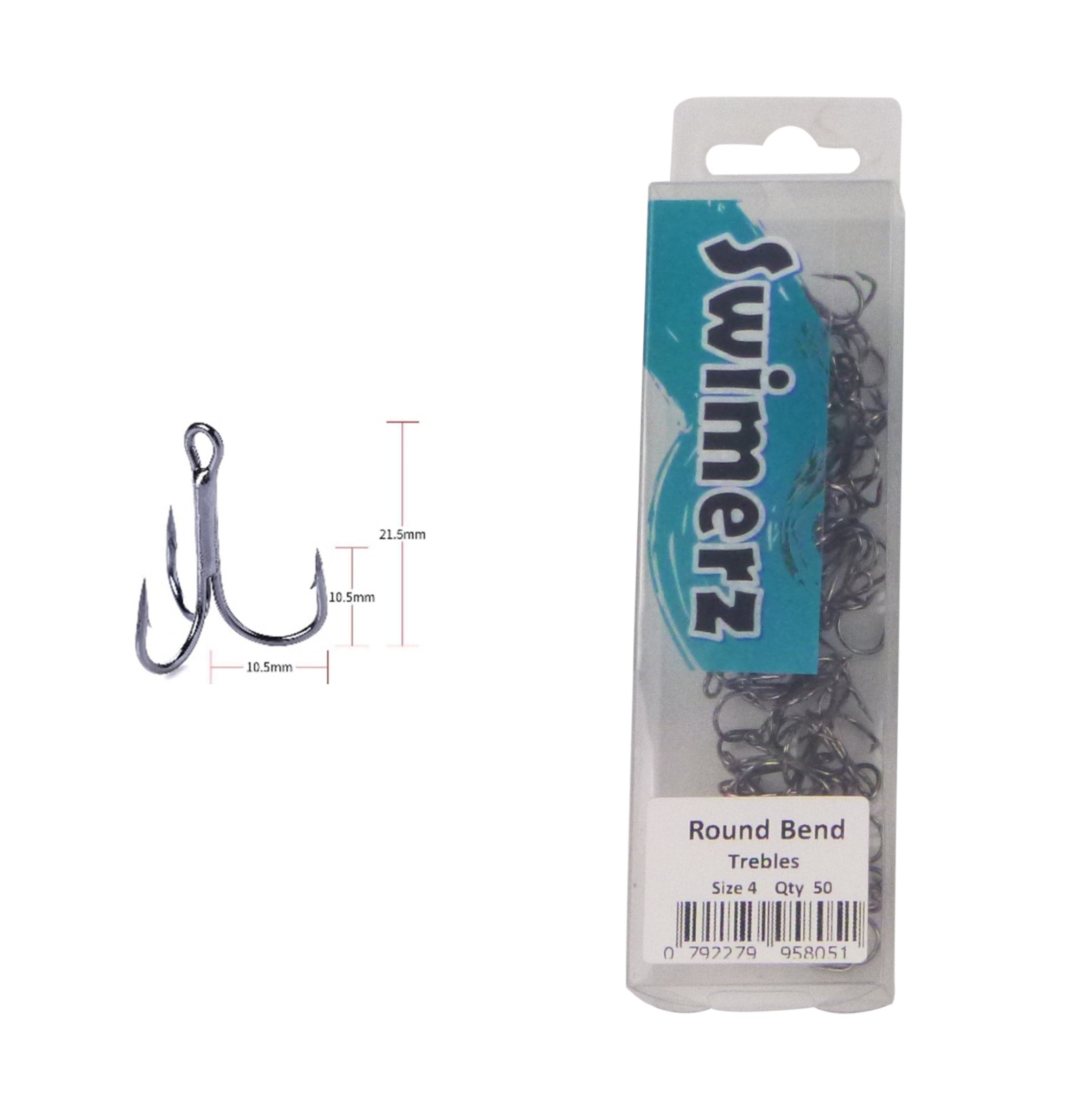 Swimerz Round Bend Trebles Size 4, 50 pack view 2