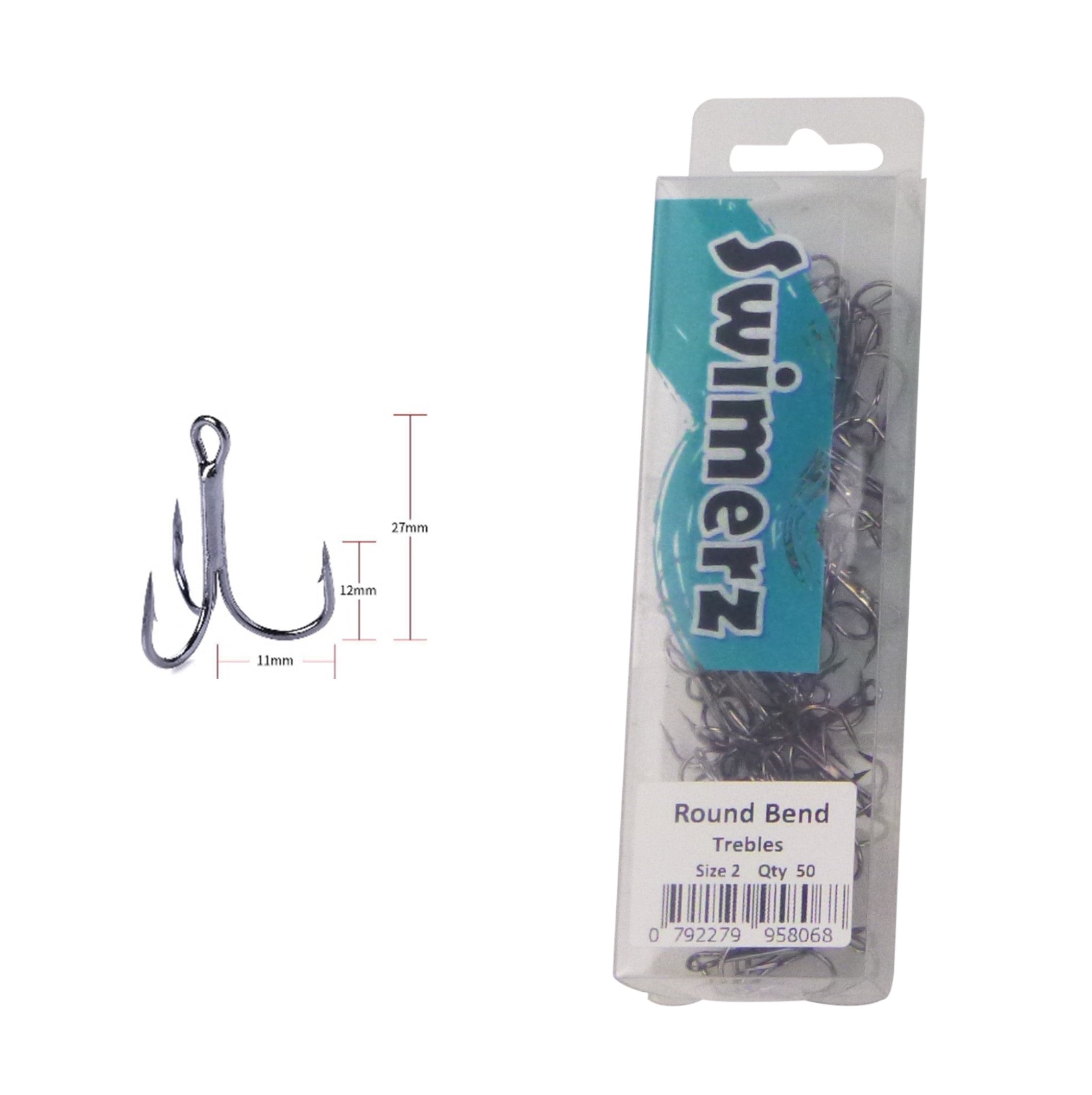 Swimerz Round Bend Trebles Size 2, 50 pack view 2