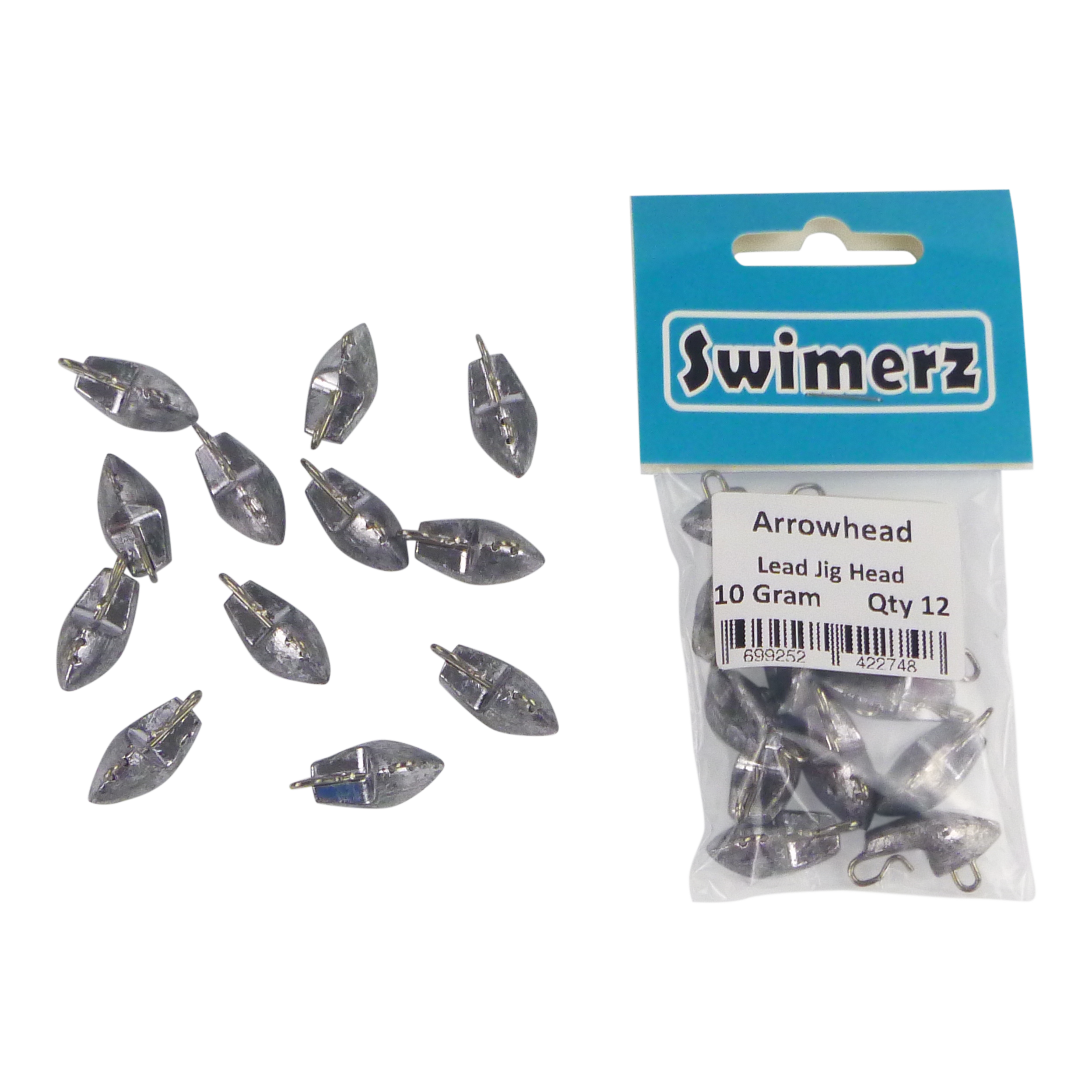 Swimerz 10gm Arrowhead Jig Head, 3/8oz, Lead, Qty 12 view 3