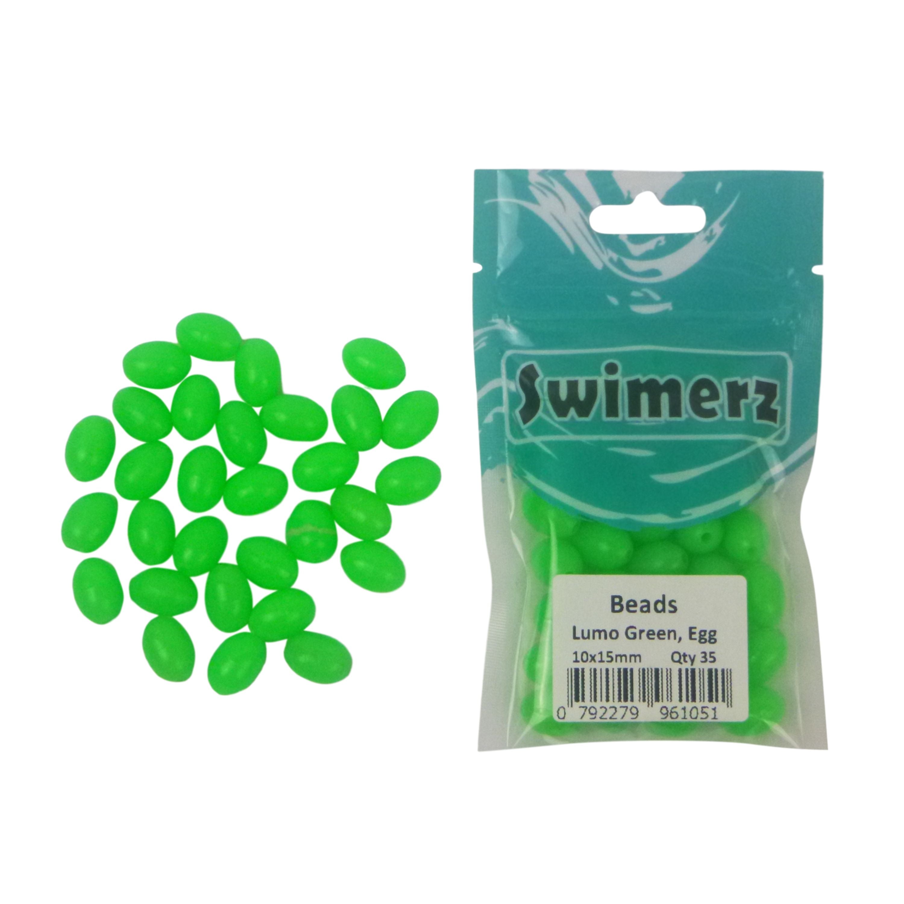 Swimerz Beads, 10mmWx15mmL, Lumo Green Egg, 50 pack view 2