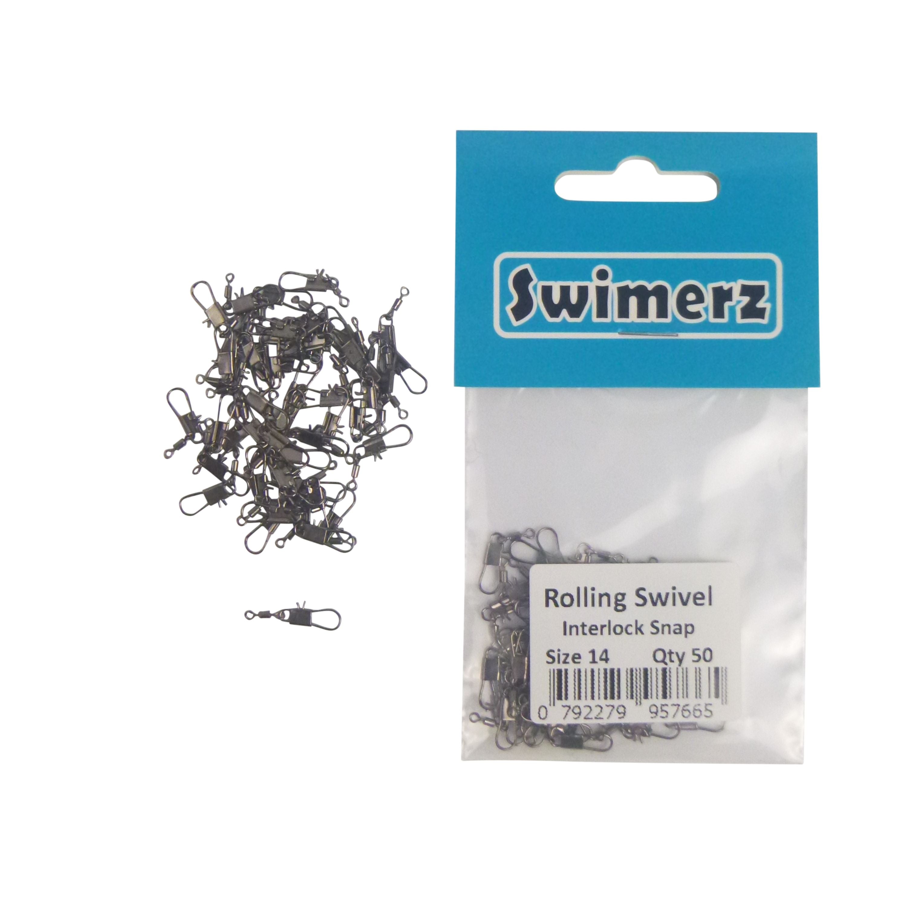 Swimerz Rolling Swivel w Interlock Snap, Size 14, 50 pack view 3