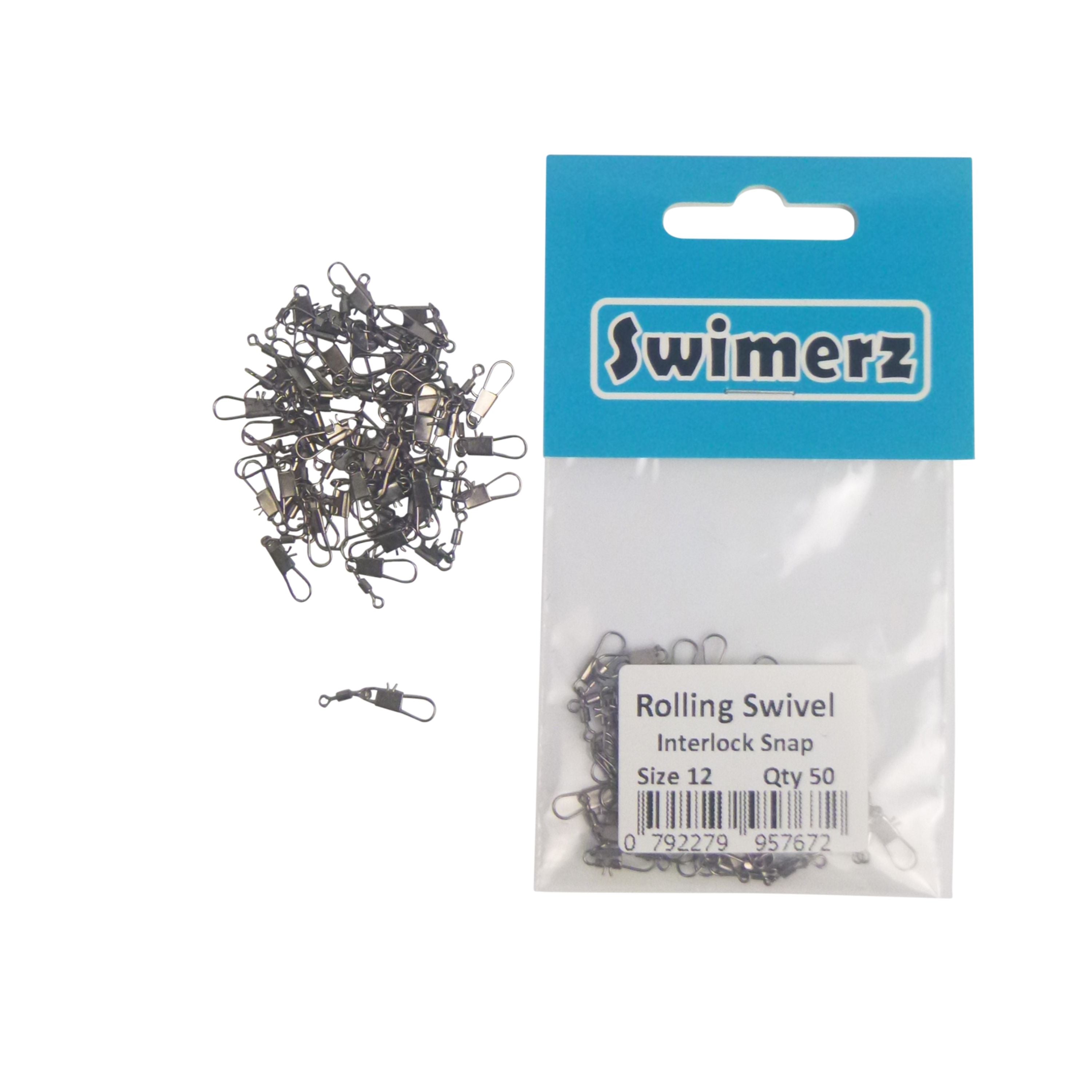 Swimerz Rolling Swivel w Interlock Snap, Size 12, 50 pack view 3