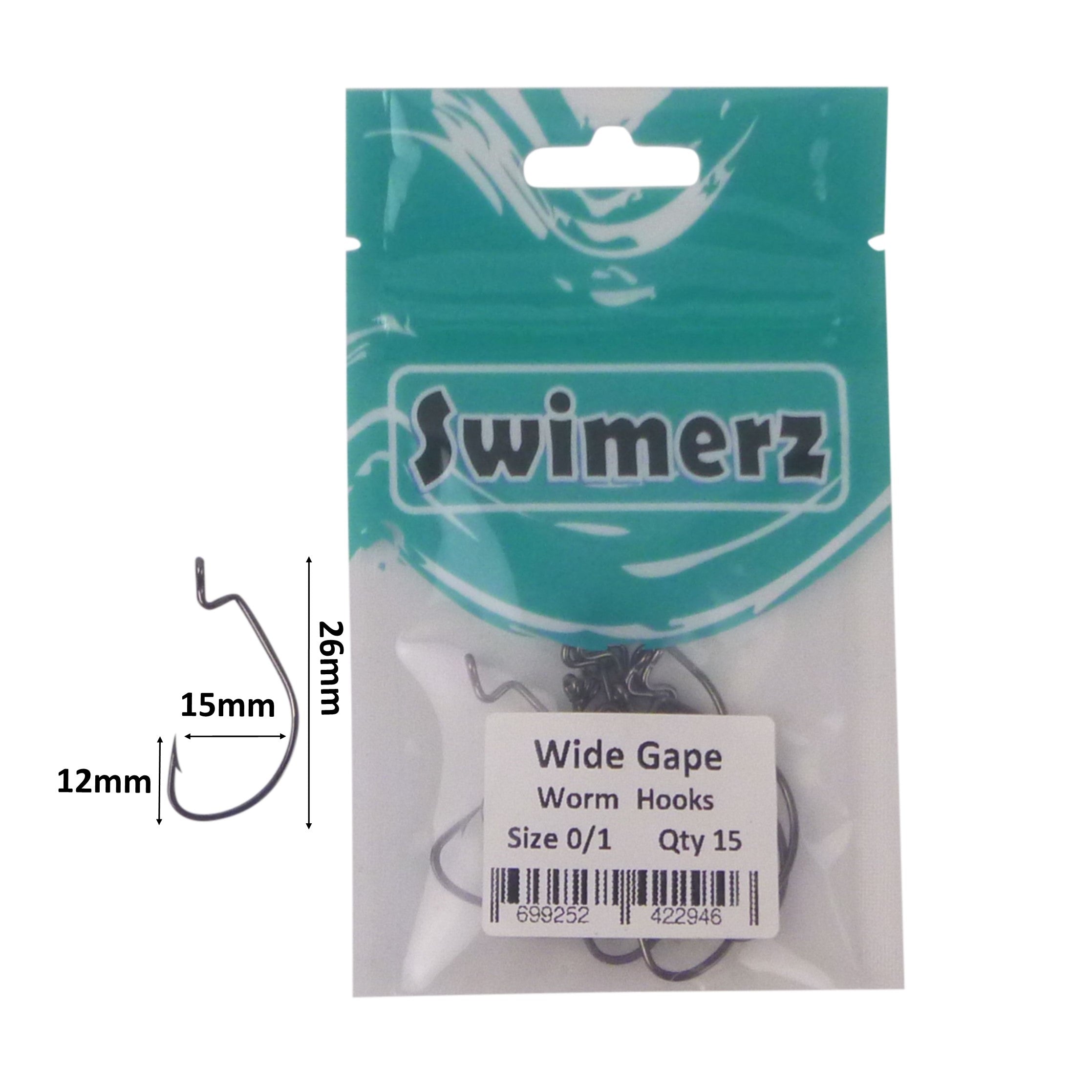 Swimerz 0/1 Wide Gape Worm Hook 15 Pack view 3