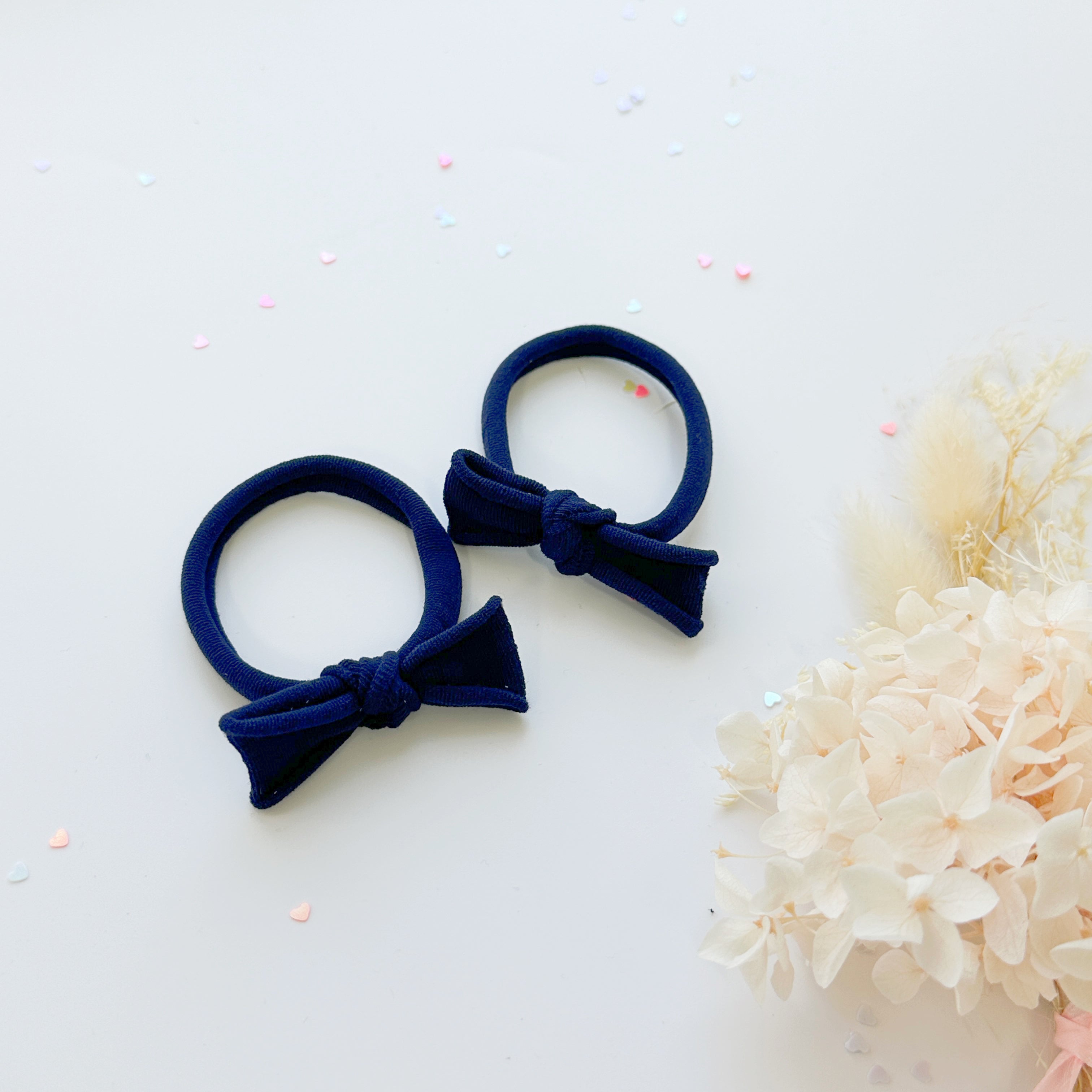 Handmade Simple Bow metal free hair ties - Violet - 1 Pairs - Violet view 5