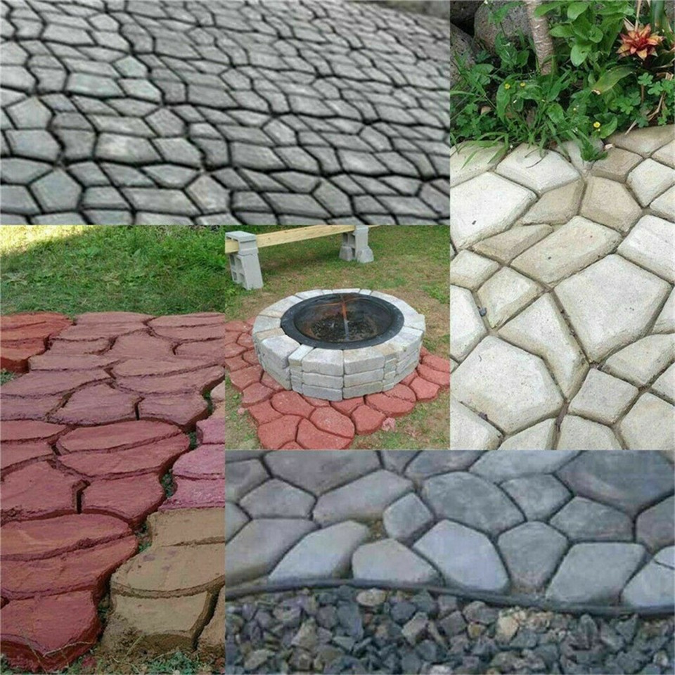DIY Path Maker Concrete Mould Paver Patio Garden Brick Slab Pavement Cement Mold view 7