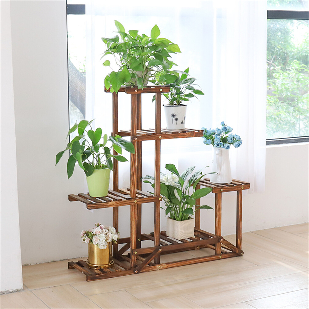 6-Tier Rustic Wooden Step Plant Stand view 6