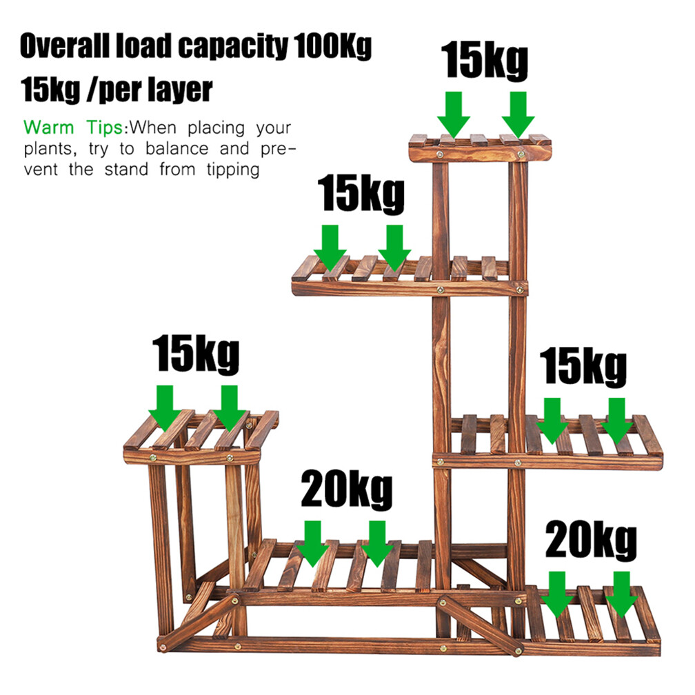 6-Tier Rustic Wooden Step Plant Stand view 7