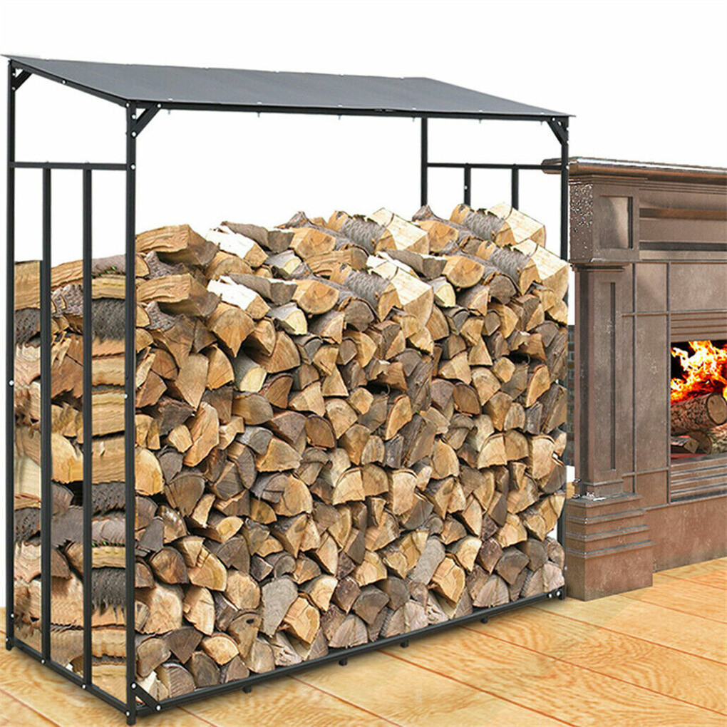 Heavy Duty Firewood Log Rack Large Storage Holder Shed Rack Outdoor Garden Yard view 5