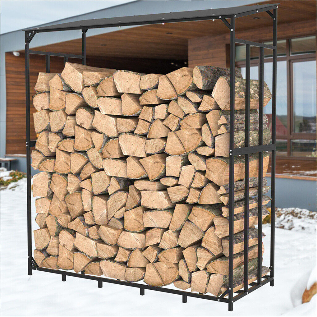 Heavy Duty Firewood Log Rack Large Storage Holder Shed Rack Outdoor Garden Yard view 6