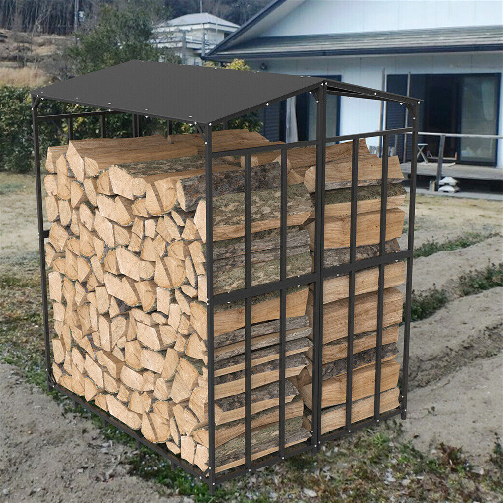 Heavy Duty Firewood Log Rack Large Storage Holder Shed Rack Outdoor Garden Yard view 7