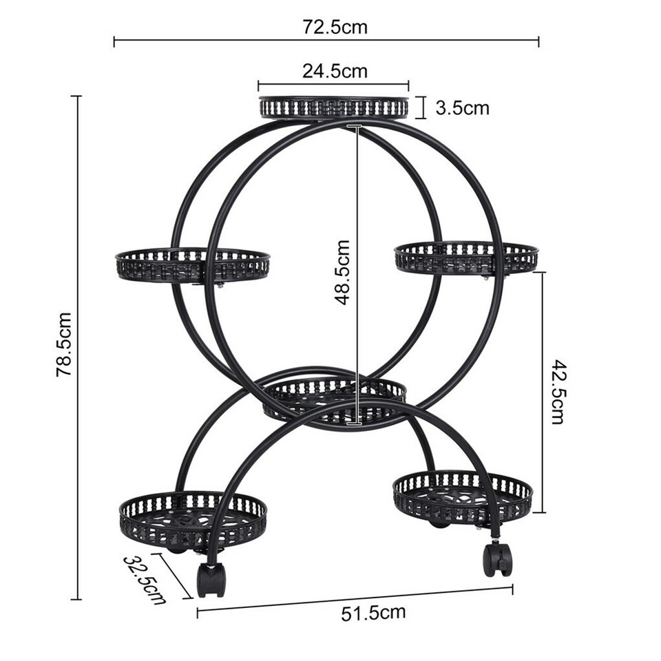 Metal Plant Stand Rack 4Tier Indoor Flower Pot Stand with Wheels for Living Room view 8