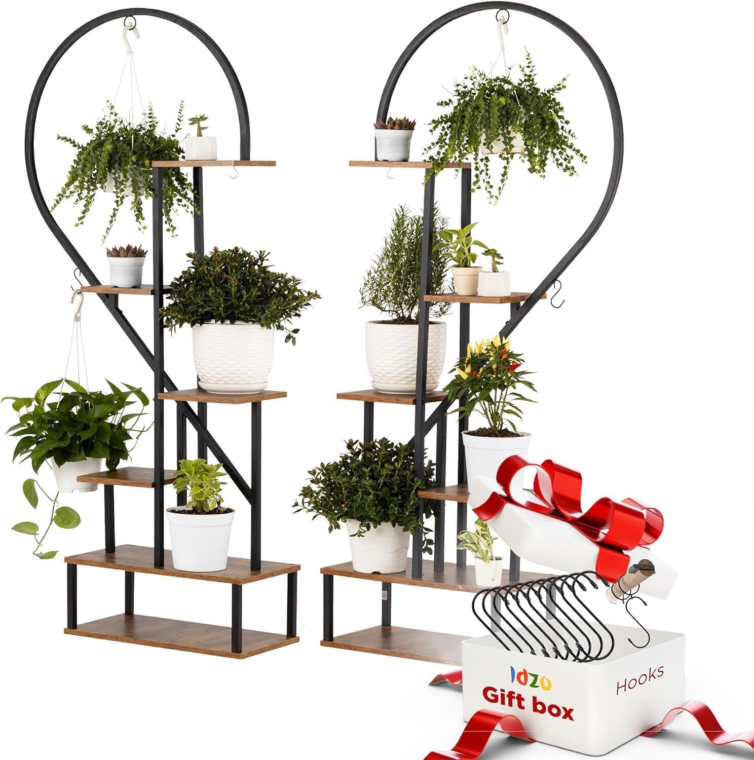 Fin Merge/Separate Metal Plant Stand Heart Shape Ladder Book Shelf For Indoor — image 1