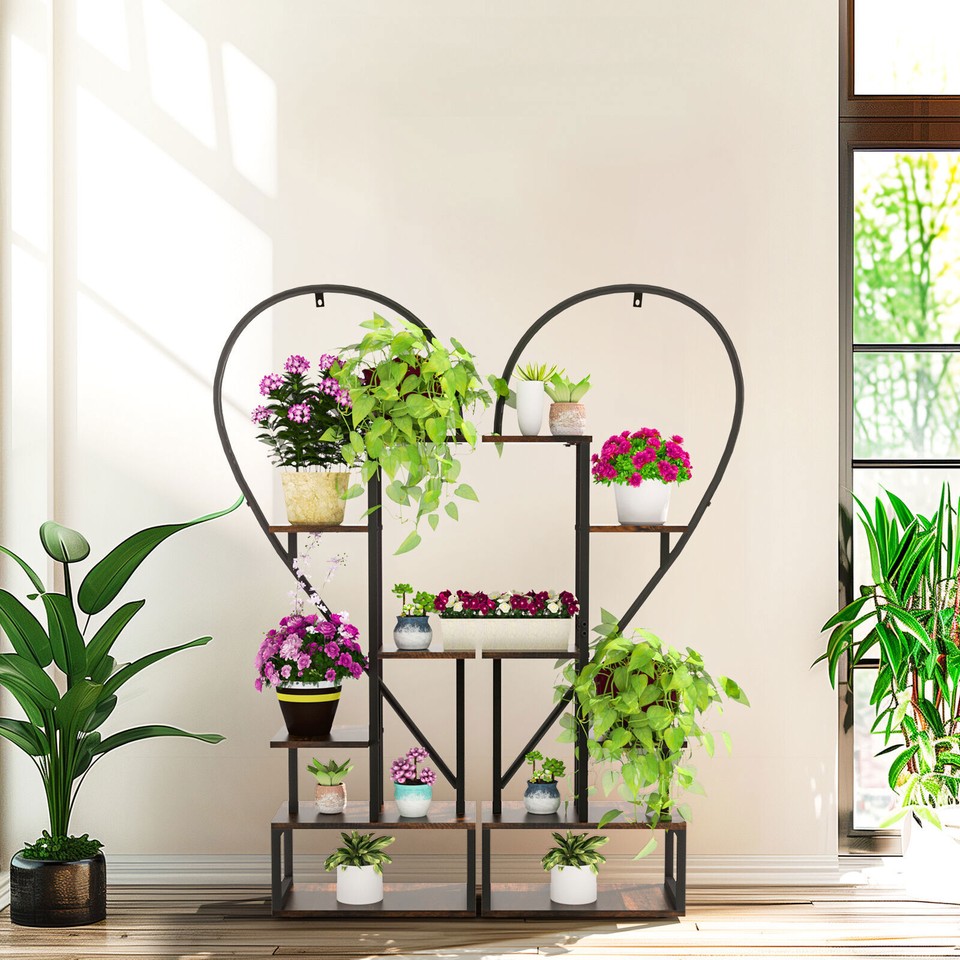 Fin Merge/Separate Metal Plant Stand Heart Shape Ladder Book Shelf For Indoor view 7
