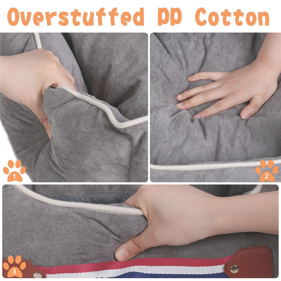 Large Cozy Dog Car Booster Double-Side Cushion Pet Travel Bed with Adjustable view 8