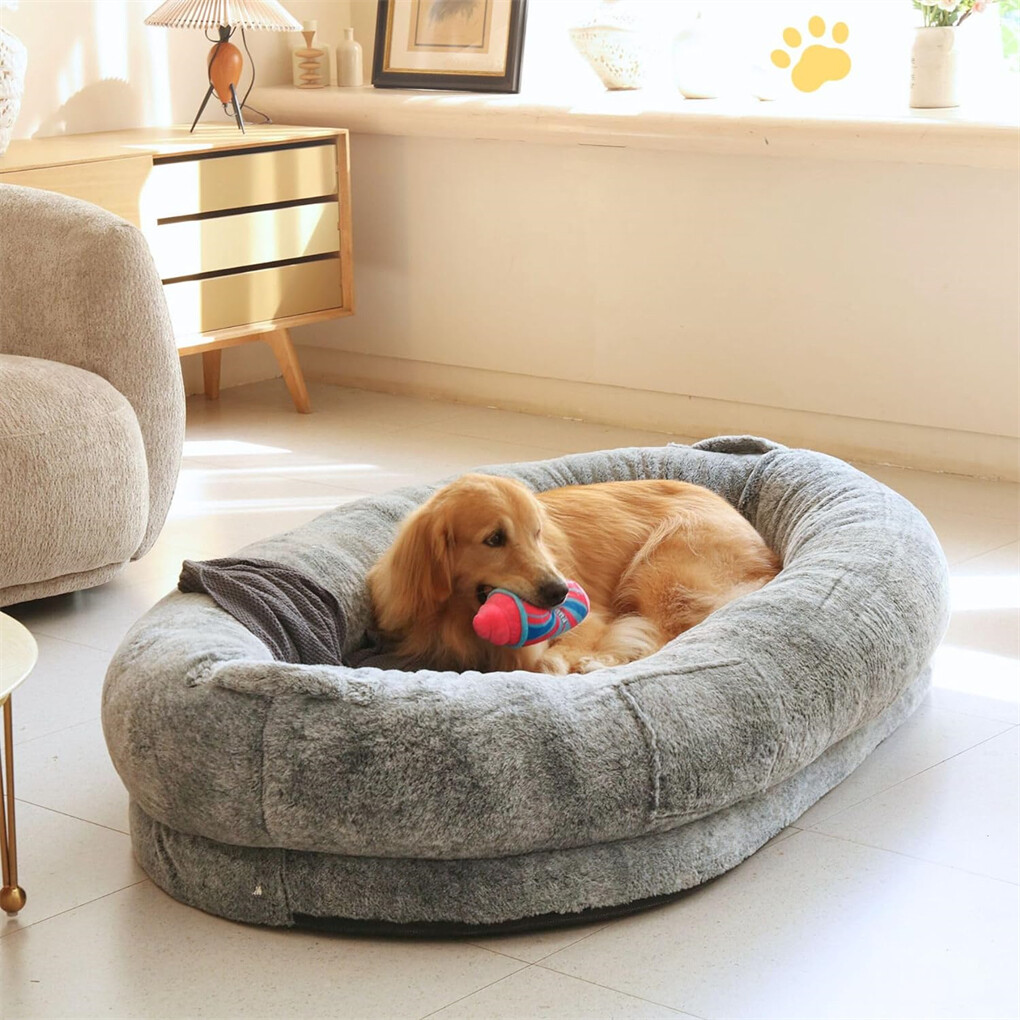 Xxxl Human-Sized Dog Bed Washable Orthopedic Pet Bed Bean Bag With Soft Blanket view 5