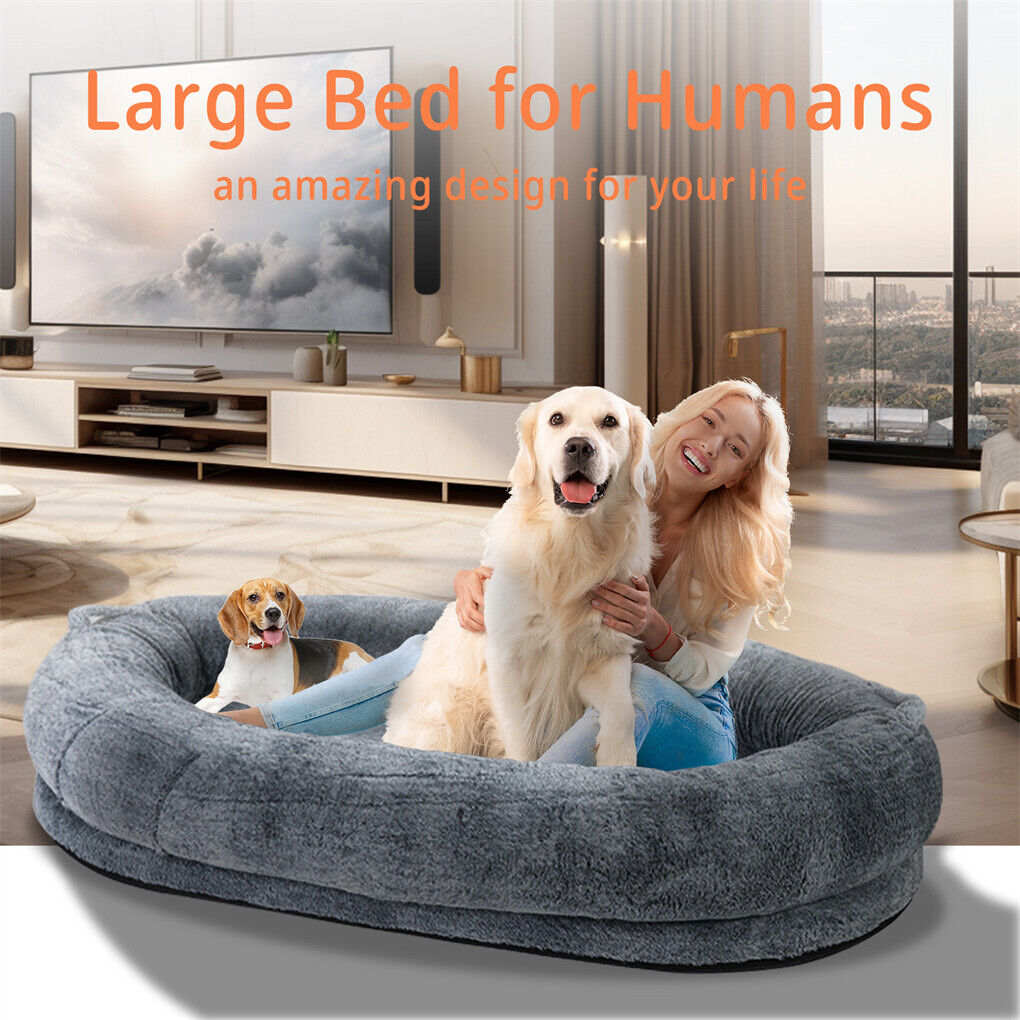 Xxxl Human-Sized Dog Bed Washable Orthopedic Pet Bed Bean Bag With Soft Blanket view 7