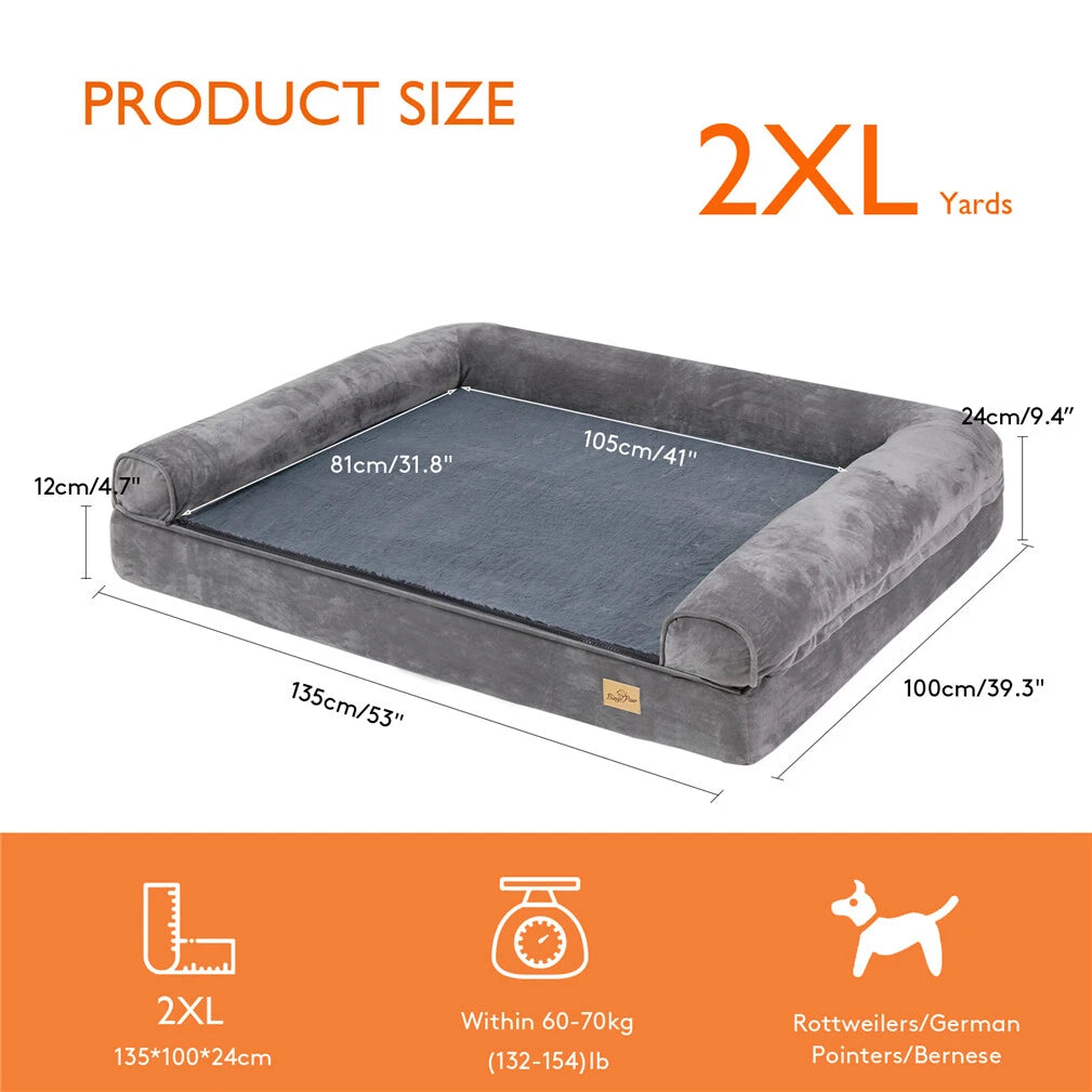 Deluxe Plush Orthopedic Dog Bed XXL - Waterproof Bolstered Sofa Bed for Large view 3