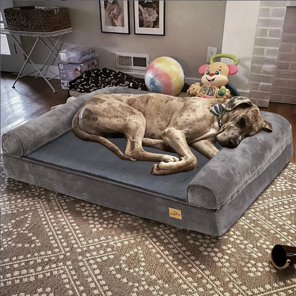 Deluxe Plush Orthopedic Dog Bed XXL - Waterproof Bolstered Sofa Bed for Large view 5