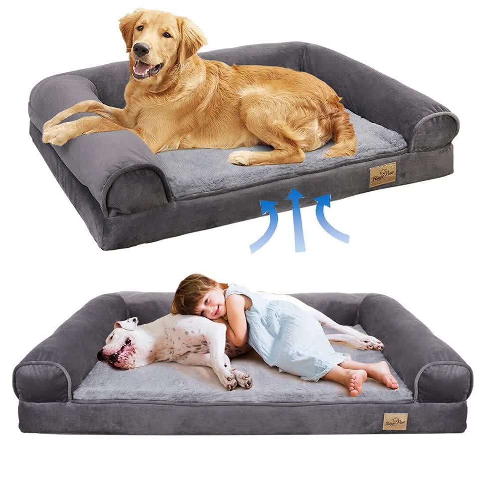 Medium Orthopedic Dog Bed with Bolster Comfort Mattress view 3