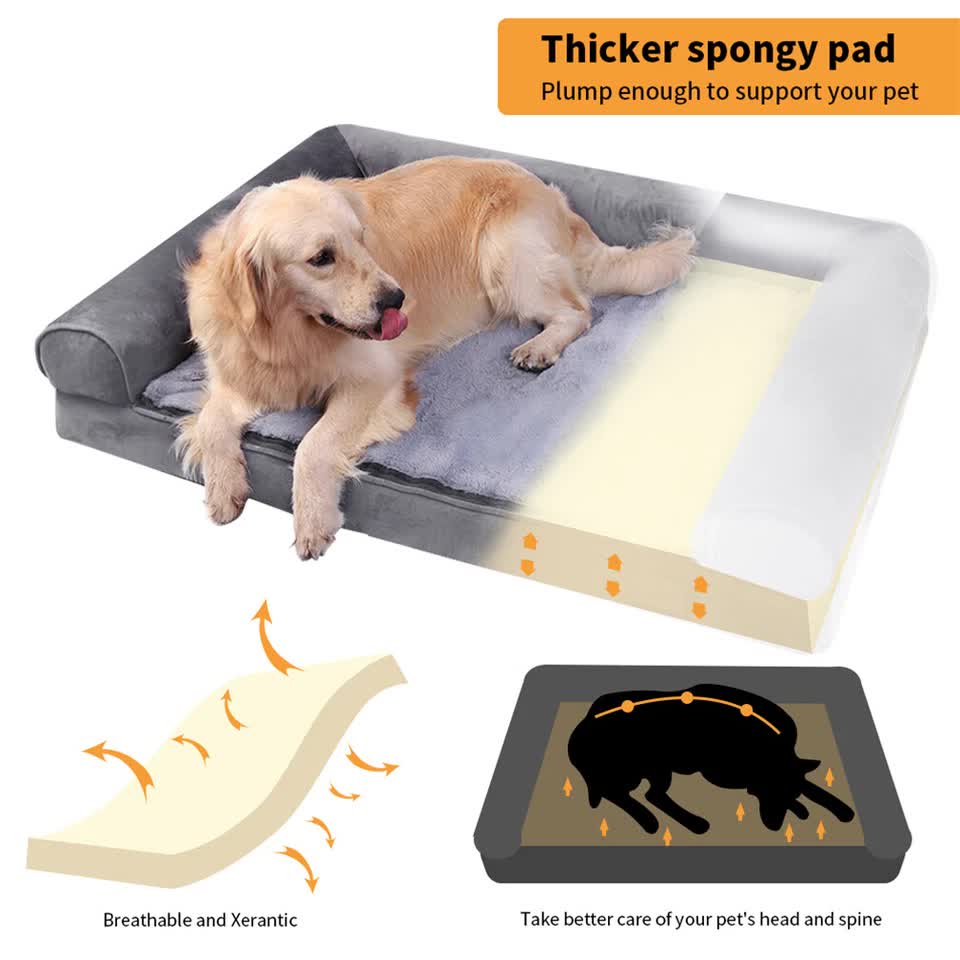 Medium Orthopedic Dog Bed with Bolster Comfort Mattress view 10