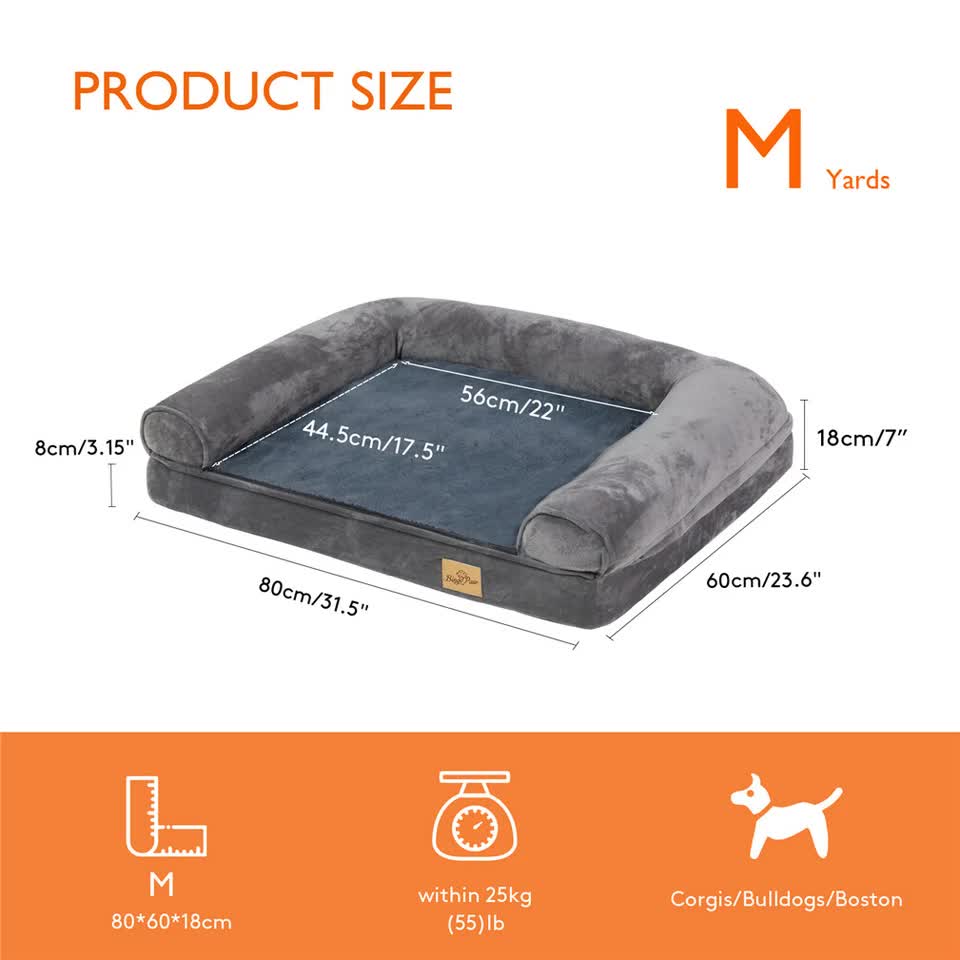 Medium Orthopedic Dog Bed with Bolster Comfort Mattress view 11