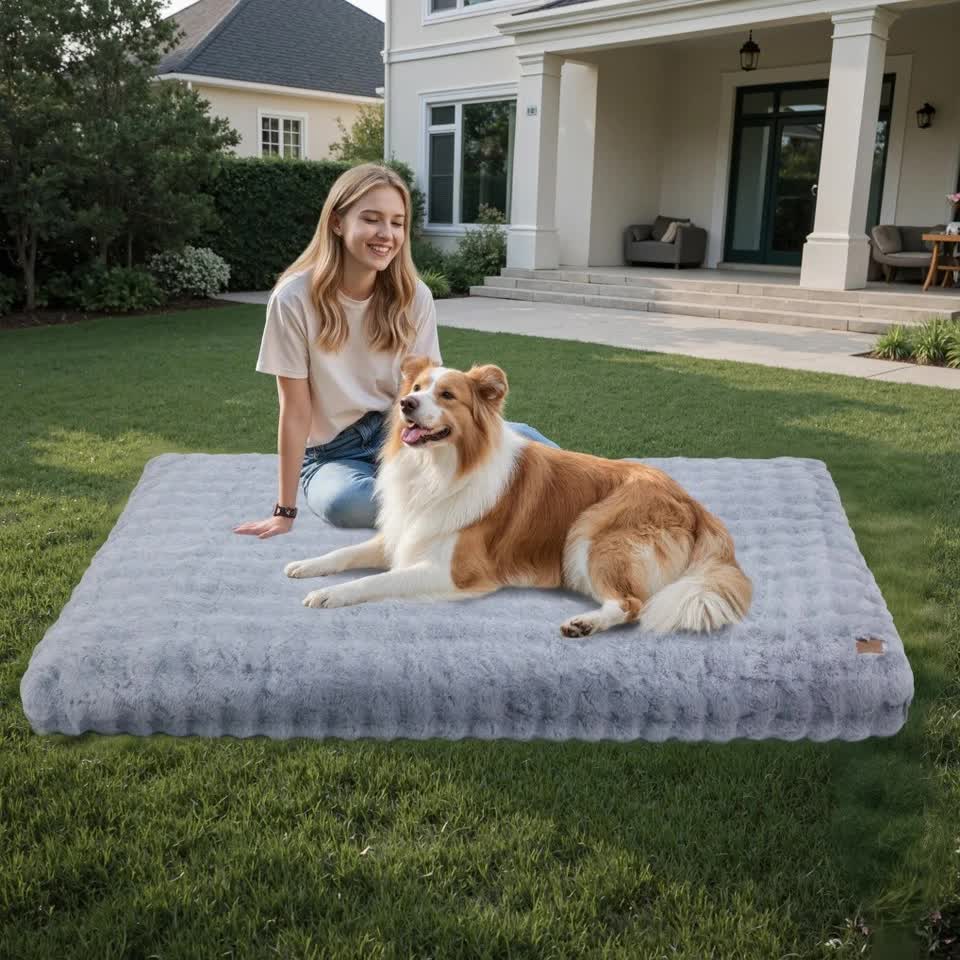 Plush Pet Bed with Non Slip Base and Removable Cover — image 1