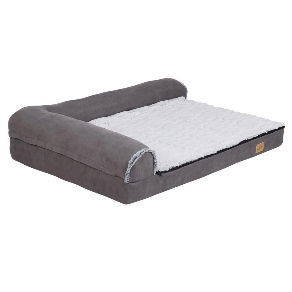 L-Shaped Dog Bed with Bolstered Cushion & Neck Care Size Large view 2