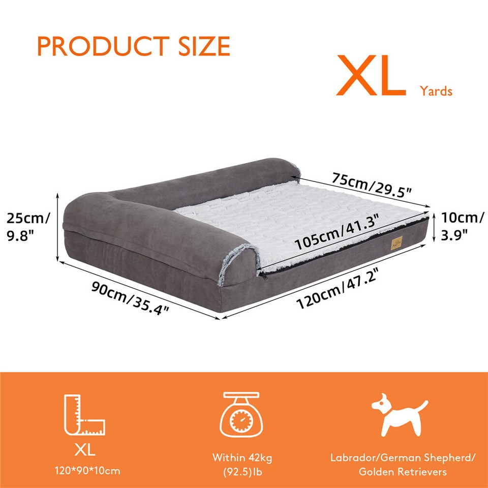 Jumbo Orthopedic Dog Bed Sofa Lounge - Raised High Bolster Pet Bed with view 4