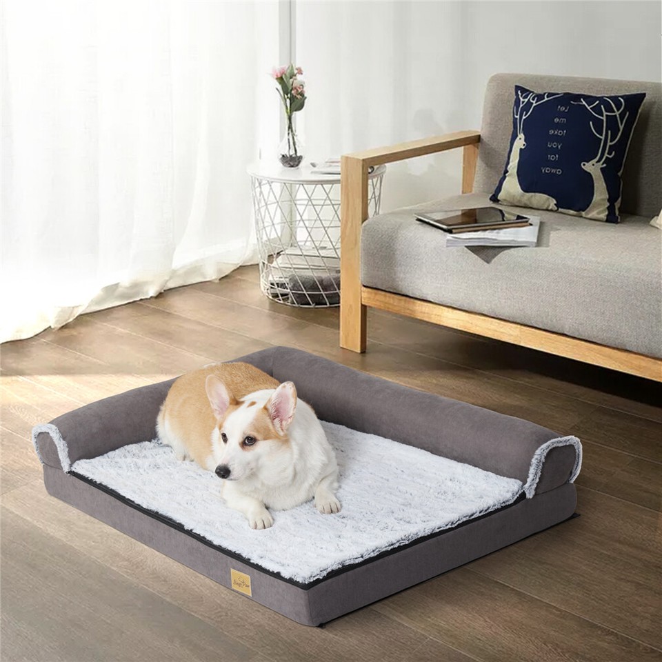 Jumbo Orthopedic Dog Bed Sofa Lounge - Raised High Bolster Pet Bed with view 9