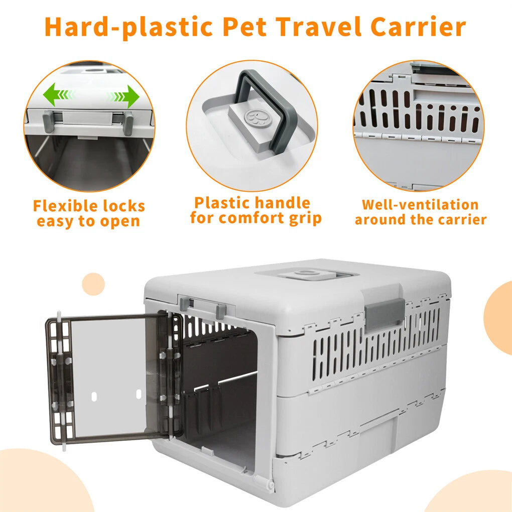 Portable Cat Travel Carrier Collapsible Plastic Kitten Pet Carry Crate view 6