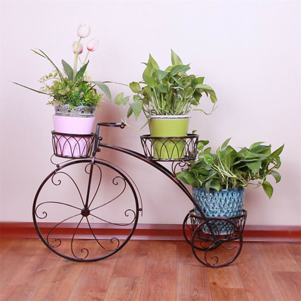 3 Tier Bicycle Style Flower Pots Indoor Outdoor Garden Shelf Rack Metal Plant view 4