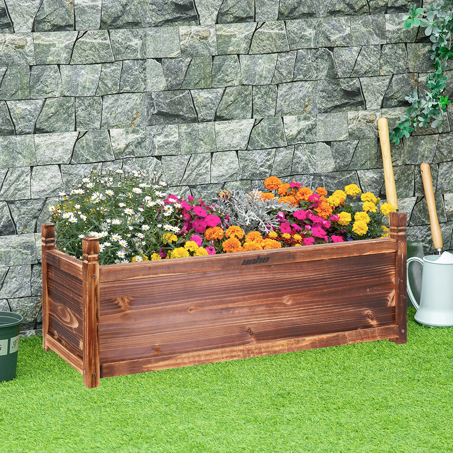 Fin Rot-Resistant Wood Modular Raised Garden Bed Outdoor Elevated Herb Planter Box view 4